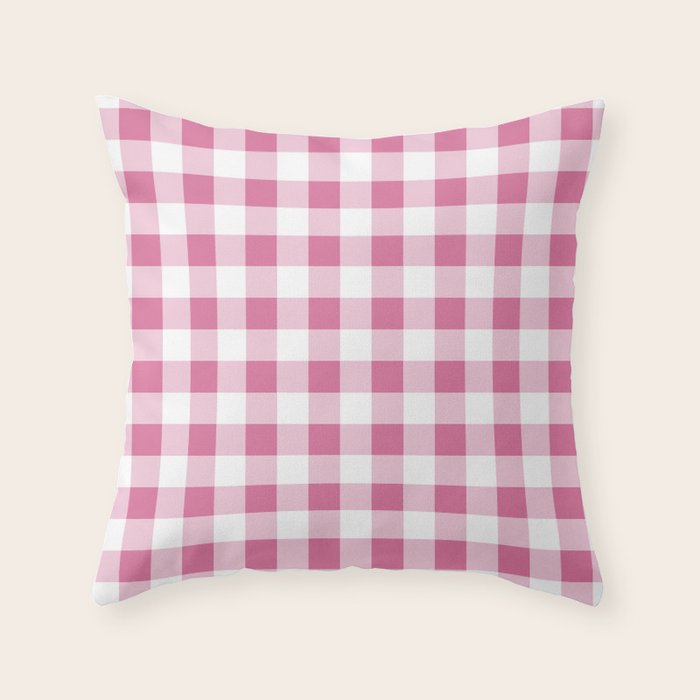 Gingham Large Pink White Throw Pillow Gallery Image 5
