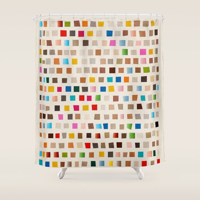 Colorful Mosaic Tiles Modern Artwork Shower Curtain Gallery Image 1