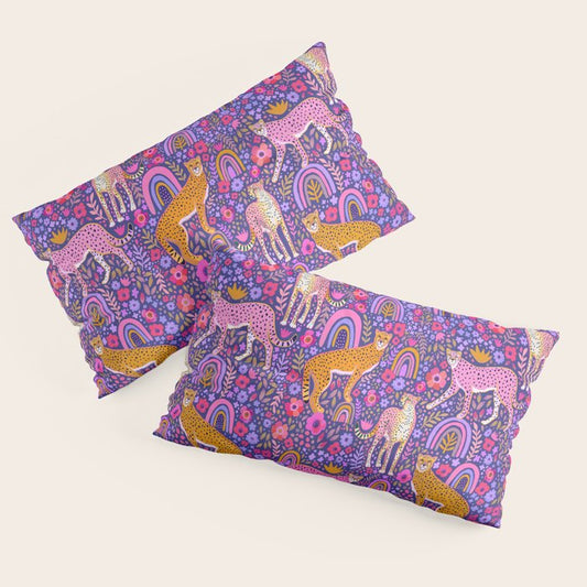 Cheetah in a Rainbow Garden Pillow Sham Gallery Image 2