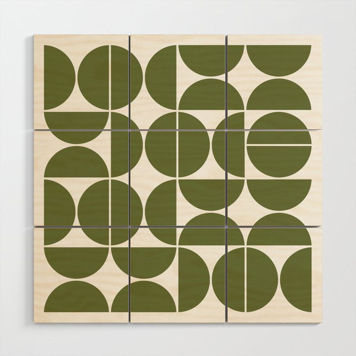 Mid Century Modern Geometric 04 Olive Green Wood Wall Art Gallery Image 3