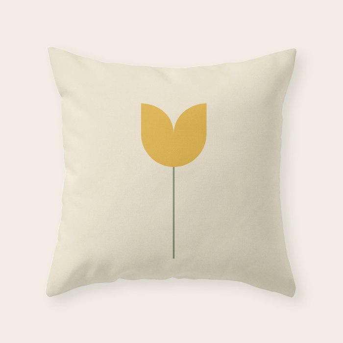 Vintage Tulip Minimalism - Yellow Throw Pillow Gallery Image 5