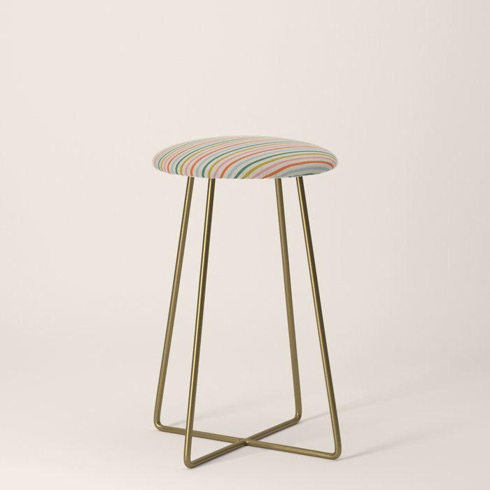 Colorful retro stripe line art pattern Stool Gallery Image 4