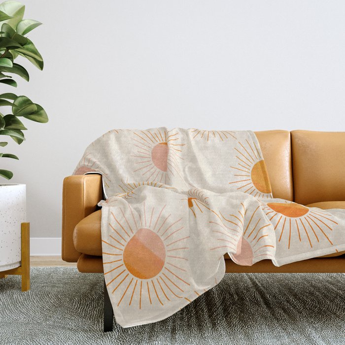 Sherbet Sunnies | Boho Sun Pattern Throw Blanket Gallery Image 2