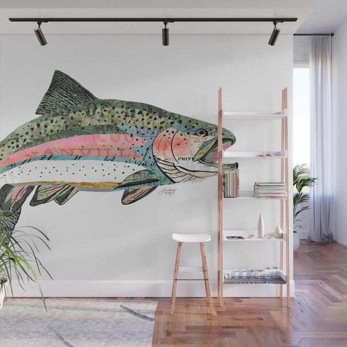 Rainbow Trout Collage Wall Mural Gallery Image 1