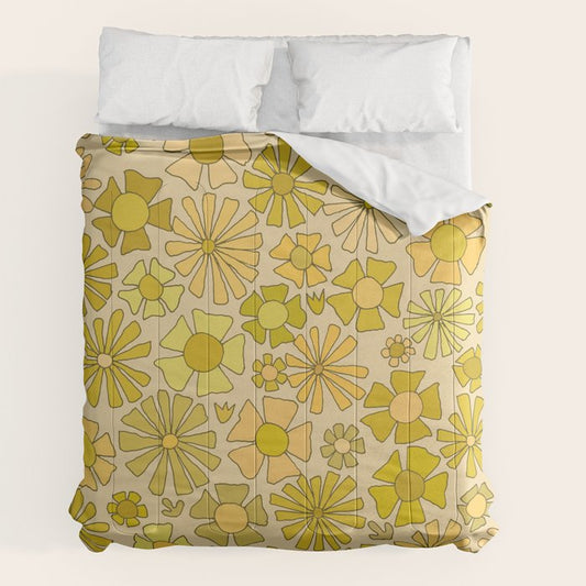 flower power // retro flower pattern by surfy birdy Comforter Gallery Image 2