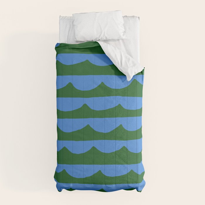 Thin Scalloped Line in blue and green Comforter Gallery Image 10