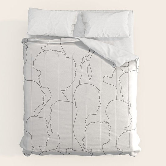 Black and white diverse people crowd pattern Comforter Gallery Image 2