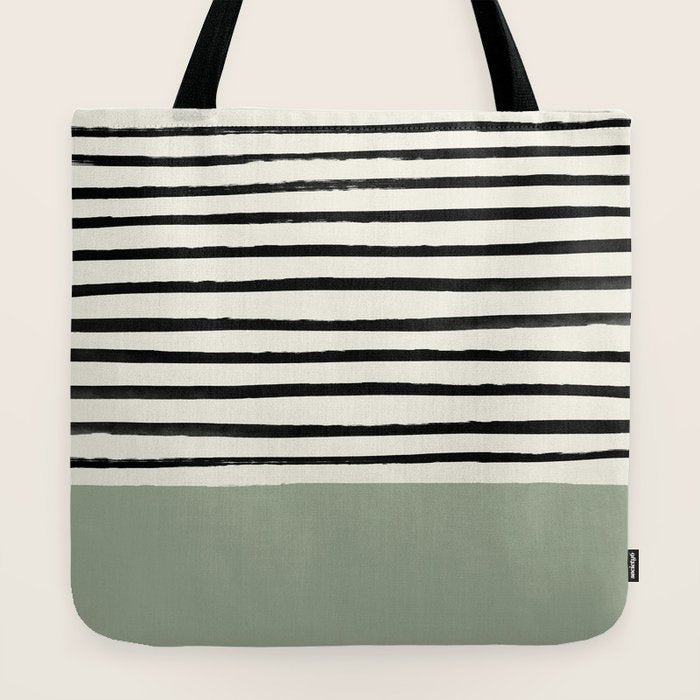 Sage Green x Stripes Tote Bag Gallery Image 2