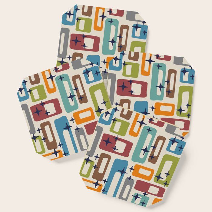 Retro Mid Century Modern Abstract Pattern 224 Atomic Googie Coaster Gallery Image 1