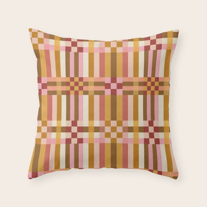 Woven Checks and Stripes - Harvest Gold Throw Pillow Gallery Image 5