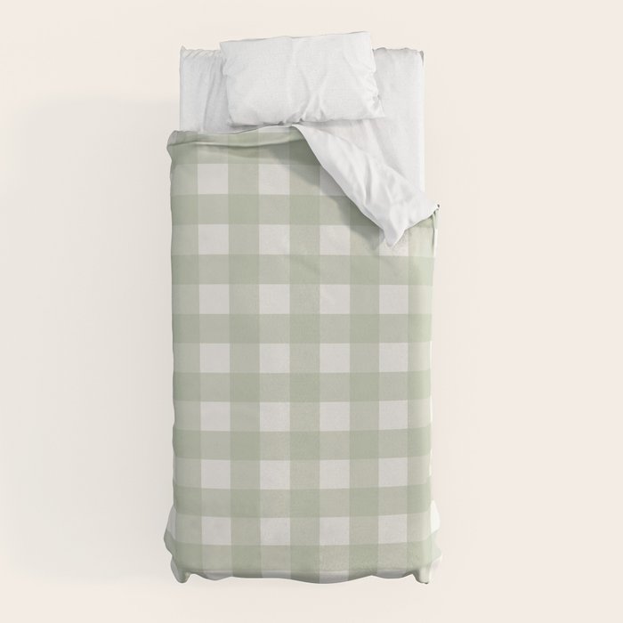 Sage Green Gingham Check Pattern Duvet Cover Gallery Image 10
