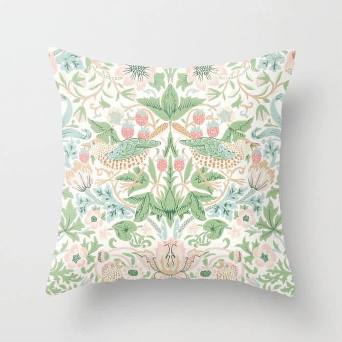 William Morris Strawberry Thief Cochineal Willow Throw Pillow Gallery Image 5