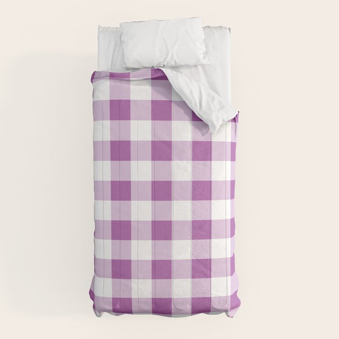 Gingham Large Lavender Amethyst White Comforter Gallery Image 10