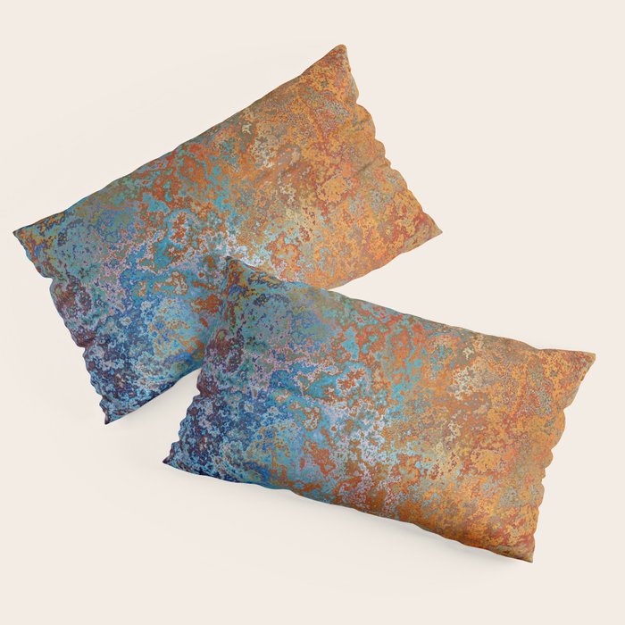 Vintage Rust, Copper and Blue Pillow Sham Gallery Image 4