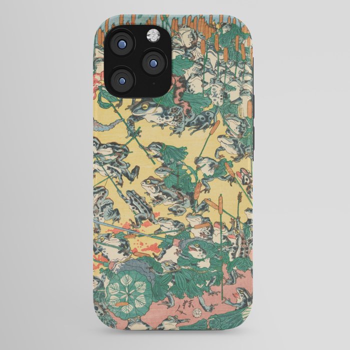 Frog Battle Japanese Print by Kawanabe Kyosai, 1864 iPhone Case Gallery Image 44
