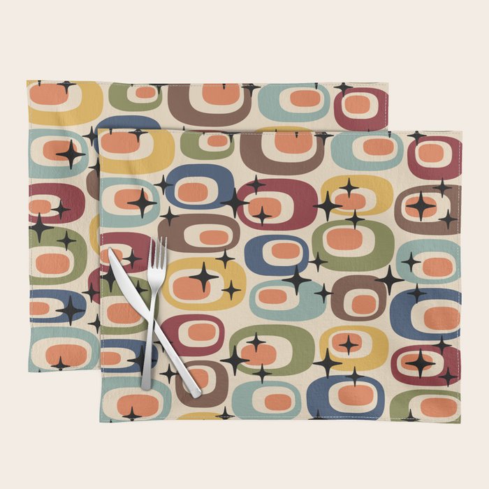 Retro Mid Century Modern Atomic Pattern Placemat Gallery Image 2