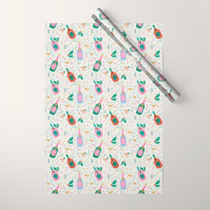 Festive holiday drinks illustration Wrapping Paper Gallery Image 1