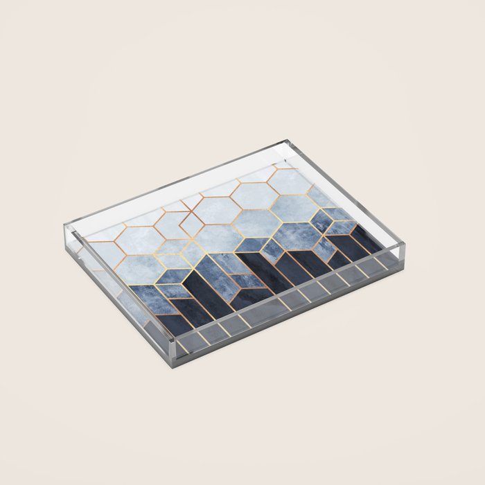 Soft Blue Hexagons Acrylic Tray Gallery Image 2