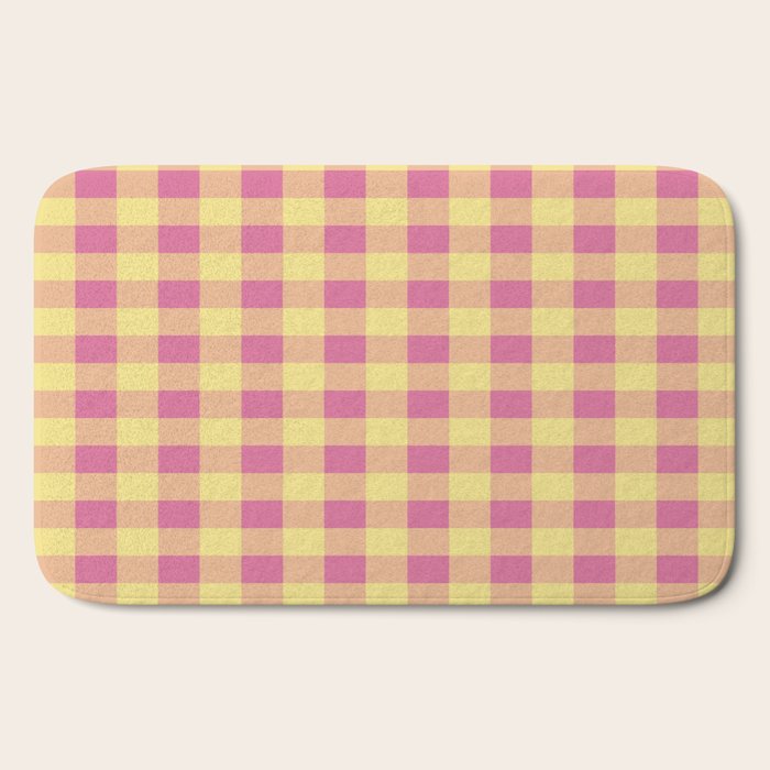 Gingham Large Pink Orange Yellow Bath Mat Gallery Image 2