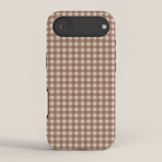 Gingham Plaid Pattern - Coffee Creme iPhone Case Gallery Image 2