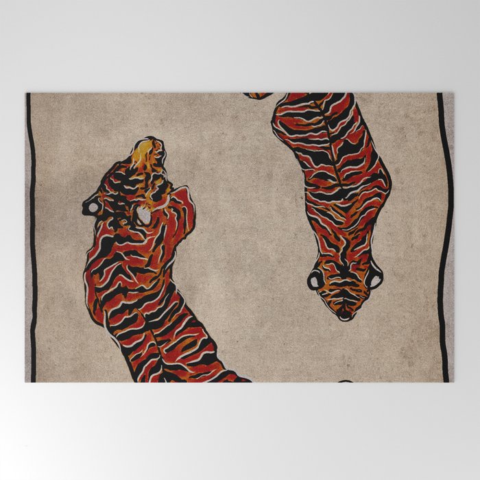 Two Tigers -- Ukiyo-e Style Welcome Mat Gallery Image 2