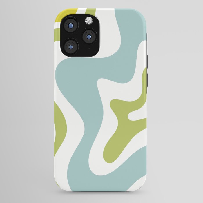 Retro Liquid Swirl Abstract Pattern Square Spring Green Ice Blue White iPhone Case Gallery Image 44