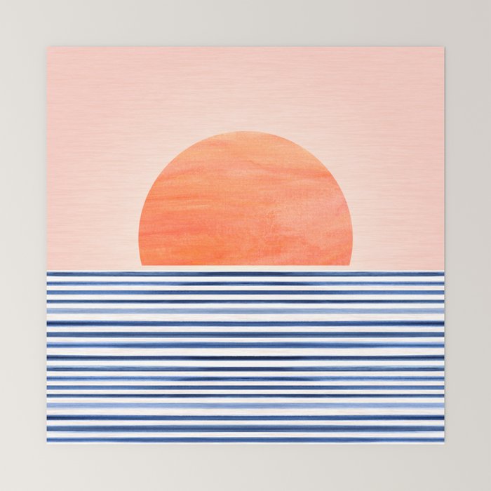 Summer Sunrise Minimal Abstract Landscape Mini Art Print Gallery Image 6