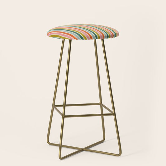 Colorful vintage stripe line art pattern Stool Gallery Image 2