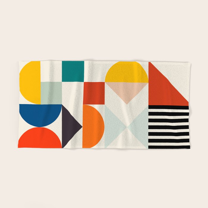 mid century retro shapes geometric Bath Towel Gallery Image 2