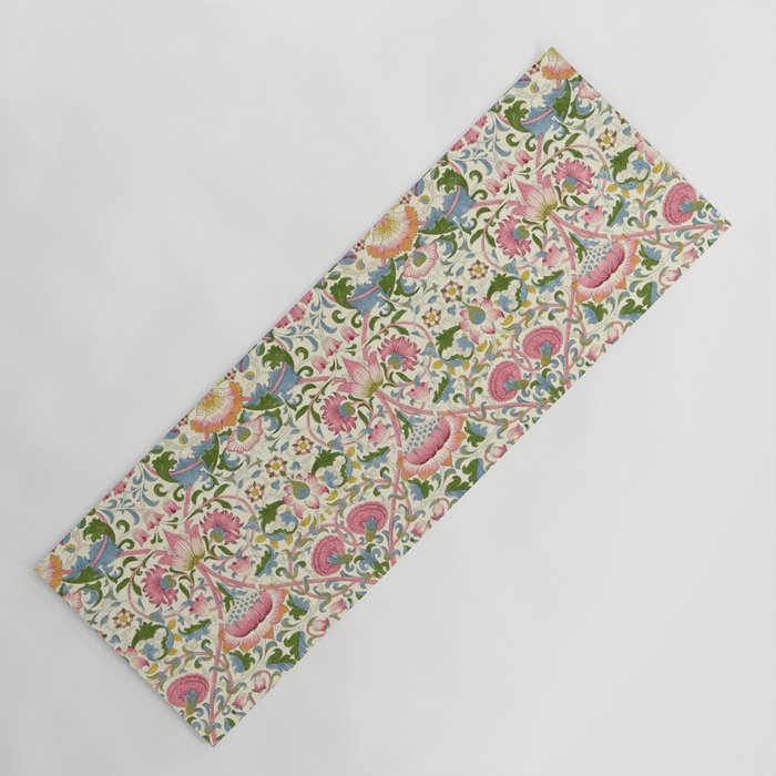 William Morris Vintage Lodden Blush Pink & Woad Blue Yoga Mat Gallery Image 1