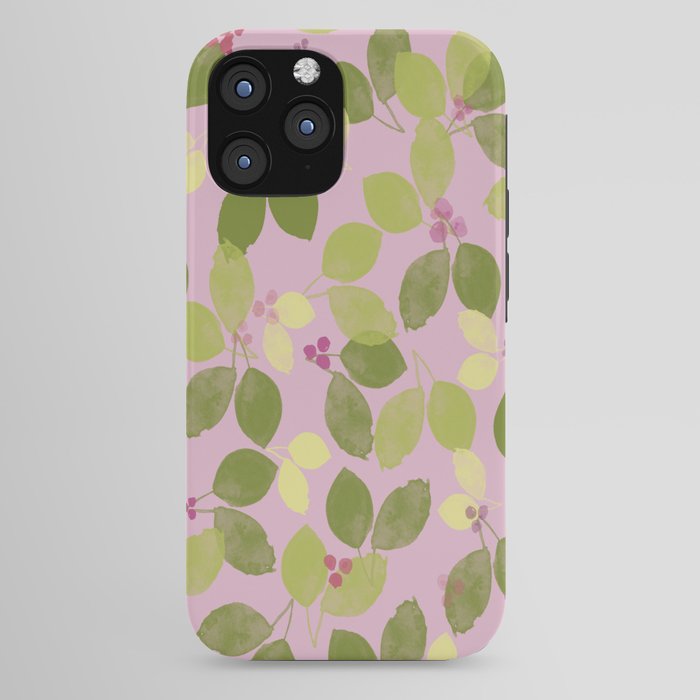 Summer Leaves and Berries on Pink iPhone Case Gallery Image 44