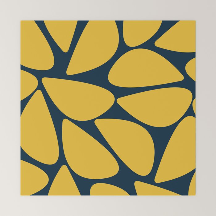Riverbed Stones Minimalist Abstract Pattern in Light Mustard Yellow and Navy Blue Mini Art Print Gallery Image 6