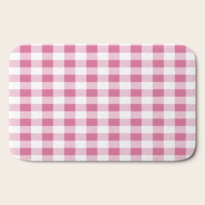 Gingham Large Pink White Bath Mat Gallery Image 2