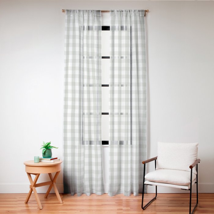 Desert Sage Grey Green and White Gingham Check Window Curtain Gallery Image 24