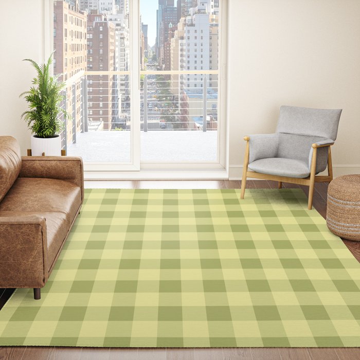 Gingham Large Lime Green Rug Gallery Image 4