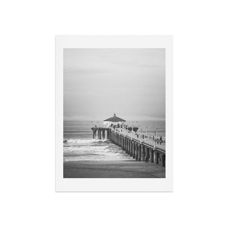 Manhattan beach Pier Black and White Photography Art Print Gallery Image 7
