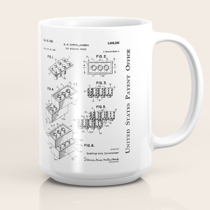 Legos Patent - Legos Brick Art - Blueprint Coffee Mug Gallery Image 2