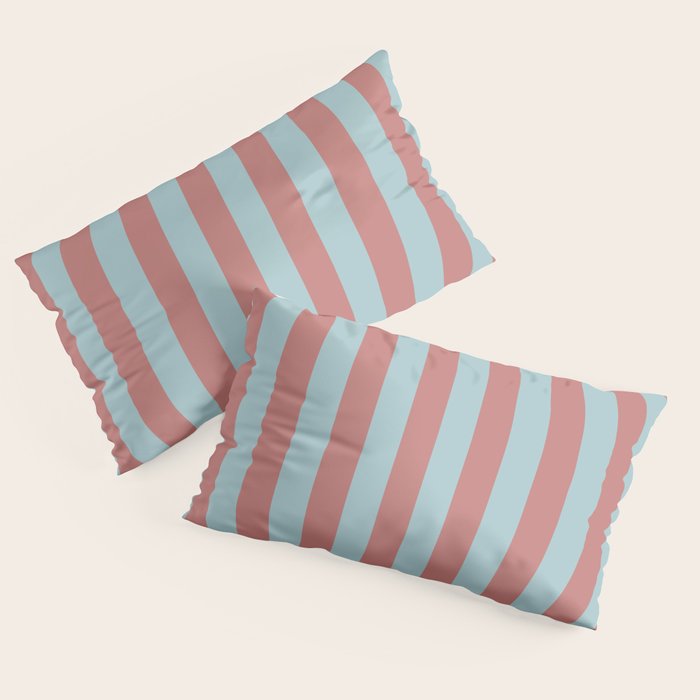 Dusty Pink Greyish Blue Stripe Pillow Sham Gallery Image 4