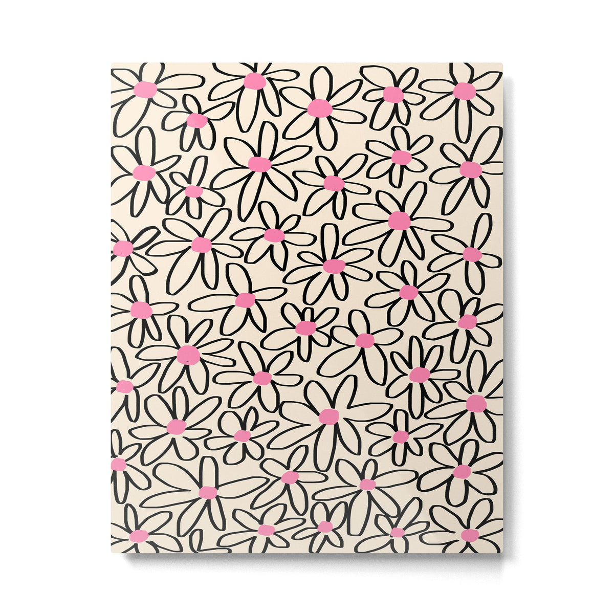 Joyful Flower Lines - b/w pink Metal Print Gallery Image 3