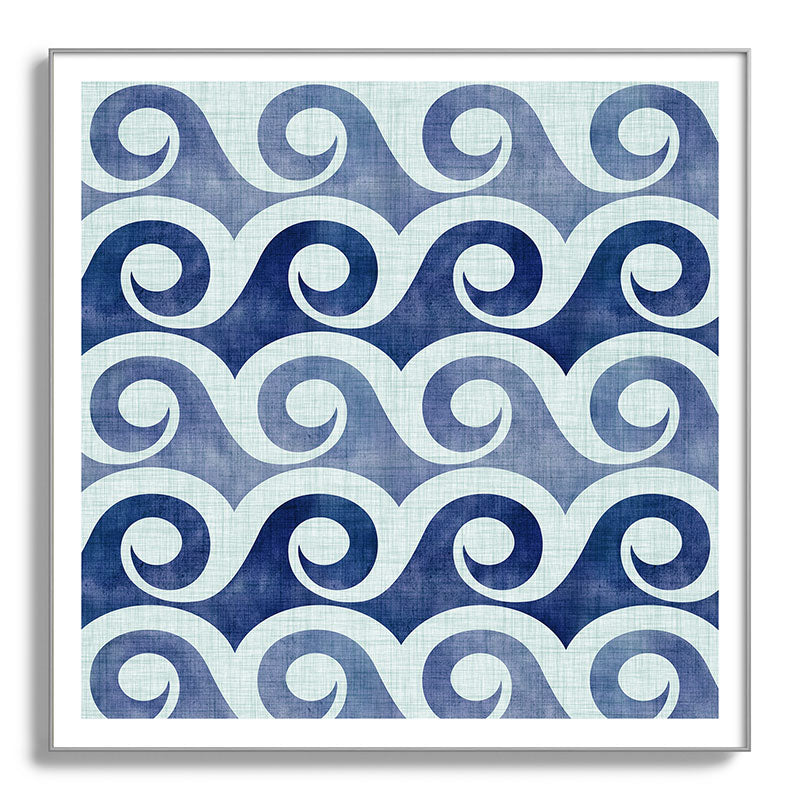 Indigo Geometric Beach Waves Framed Art Print Gallery Image 142