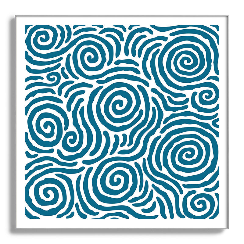 Ripple Effect Pattern Peacock Blue Framed Art Print Gallery Image 142