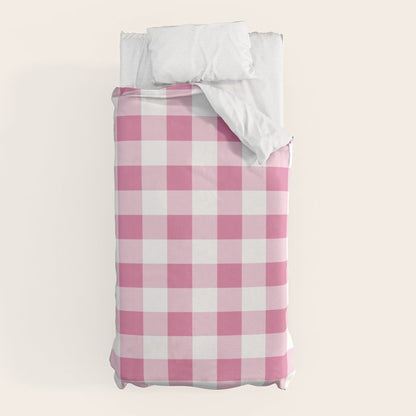 Gingham Large Pink White Duvet Cover Gallery Image 10