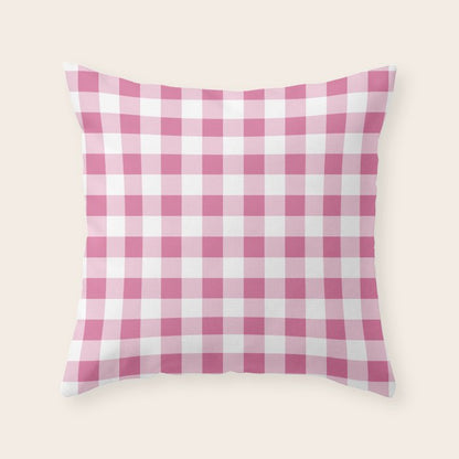 Gingham Large Pink White Throw Pillow Gallery Image 5