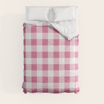 Gingham Large Pink White Comforter Gallery Image 3