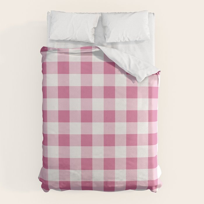 Gingham Large Pink White Duvet Cover Gallery Image 1