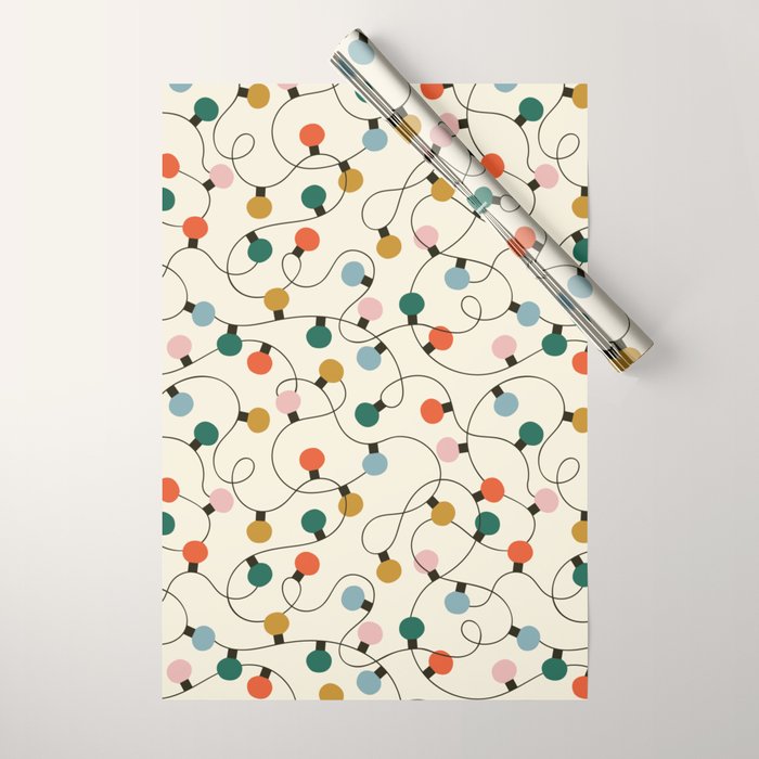 Vintage christmas lights art pattern Wrapping Paper Gallery Image 1