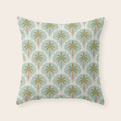 Vintage summer palm tree art pattern Throw Pillow Gallery Image 5