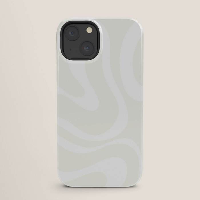 Modern Liquid Swirl Abstract Pattern in Barely There Eggshell on White iPhone Case Gallery Image 25