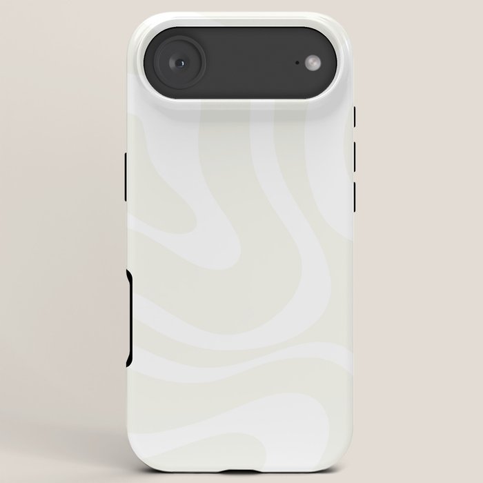 Modern Liquid Swirl Abstract Pattern in Barely There Eggshell on White iPhone Case Gallery Image 6