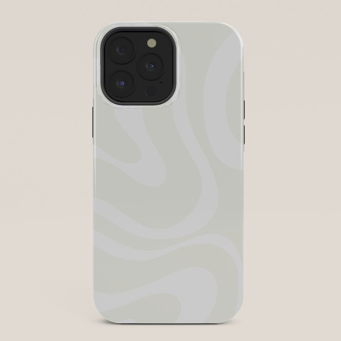 Modern Liquid Swirl Abstract Pattern in Barely There Eggshell on White iPhone Case Gallery Image 36